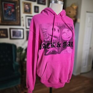 Disney Nightmare Before Christmas Jack Skellington Sally Pink Hoodie Sweatshirt